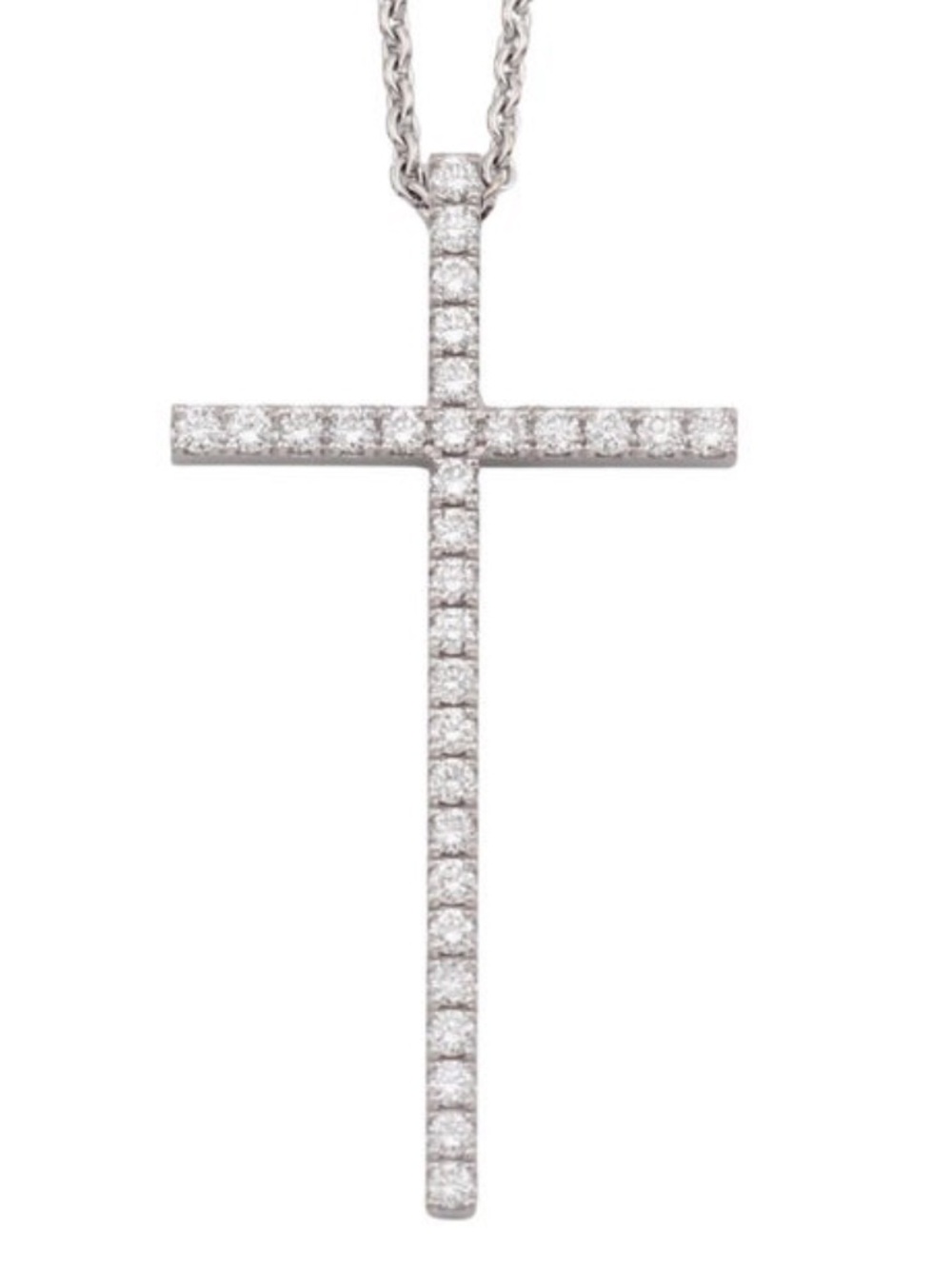 Tiffany Metro Diamonds 18k White Gold Narrow Cross Pendant on 16” Tiffany Chain